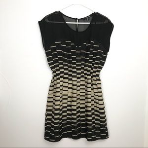 Forever 21 Striped Midi Dress Black & Cream M [JH]